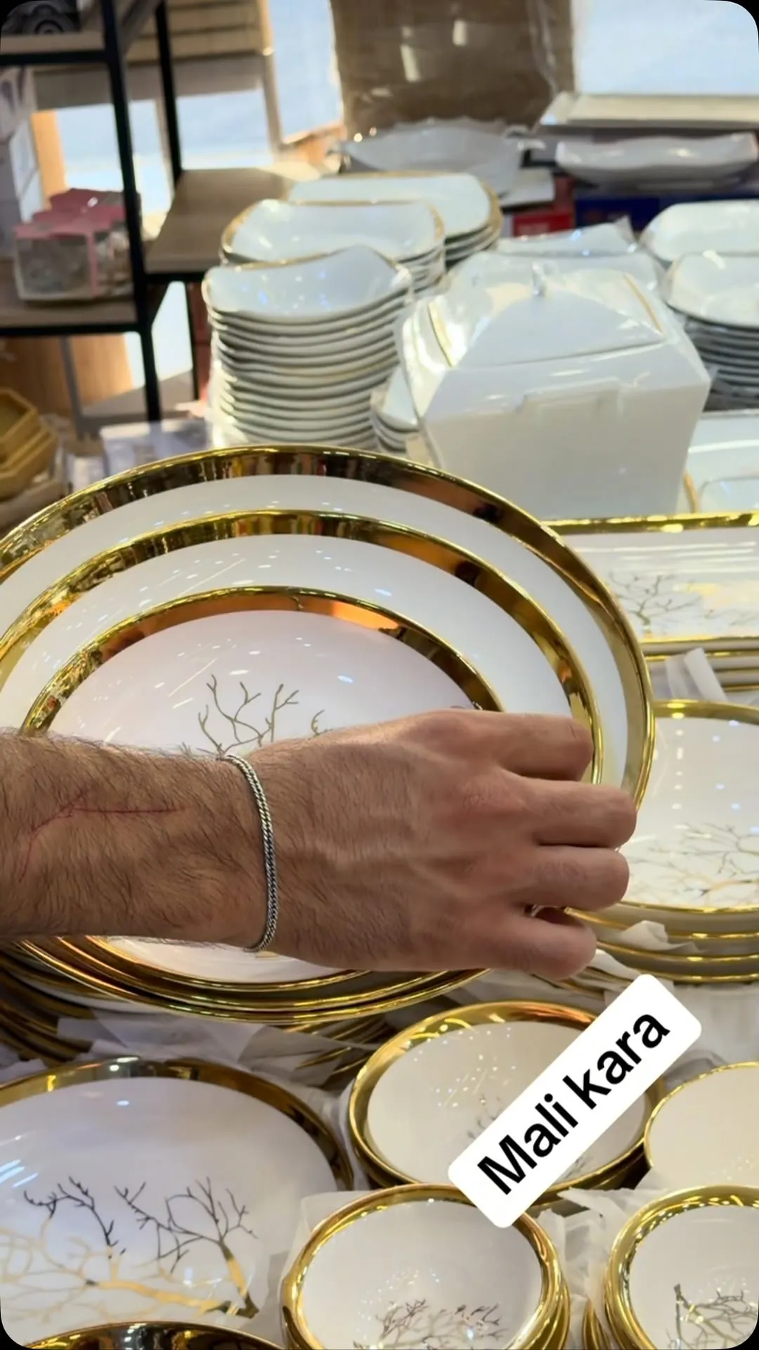Gold-Rimmed White Ceramic Plate Set