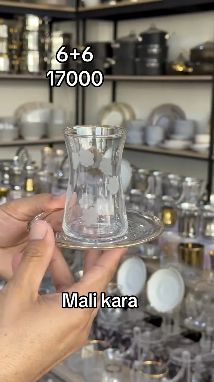 Glass Tea Set (6 Glasses + 6 Saucers)