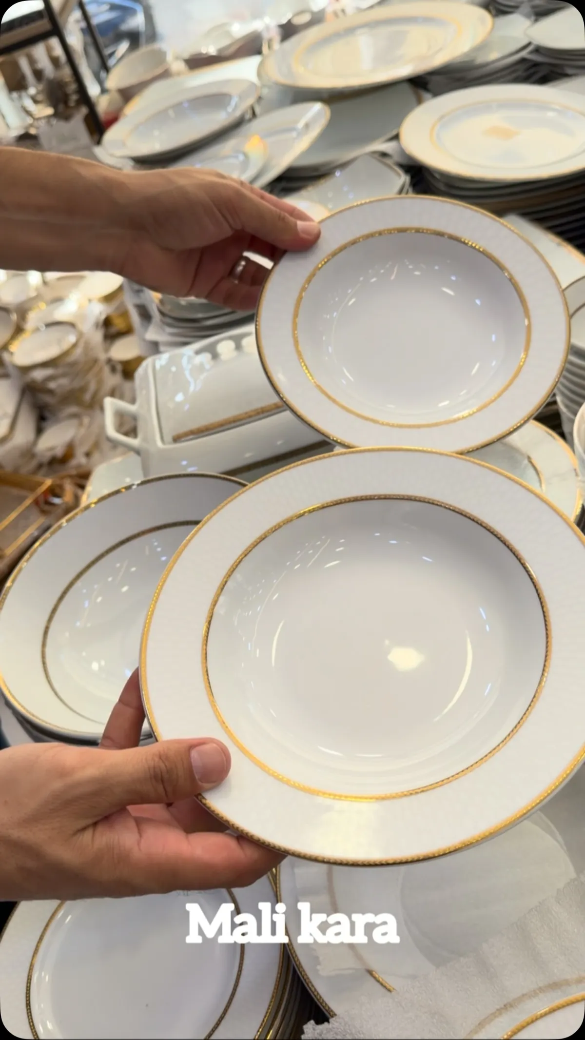 White Dinnerware Set with Gold Rim