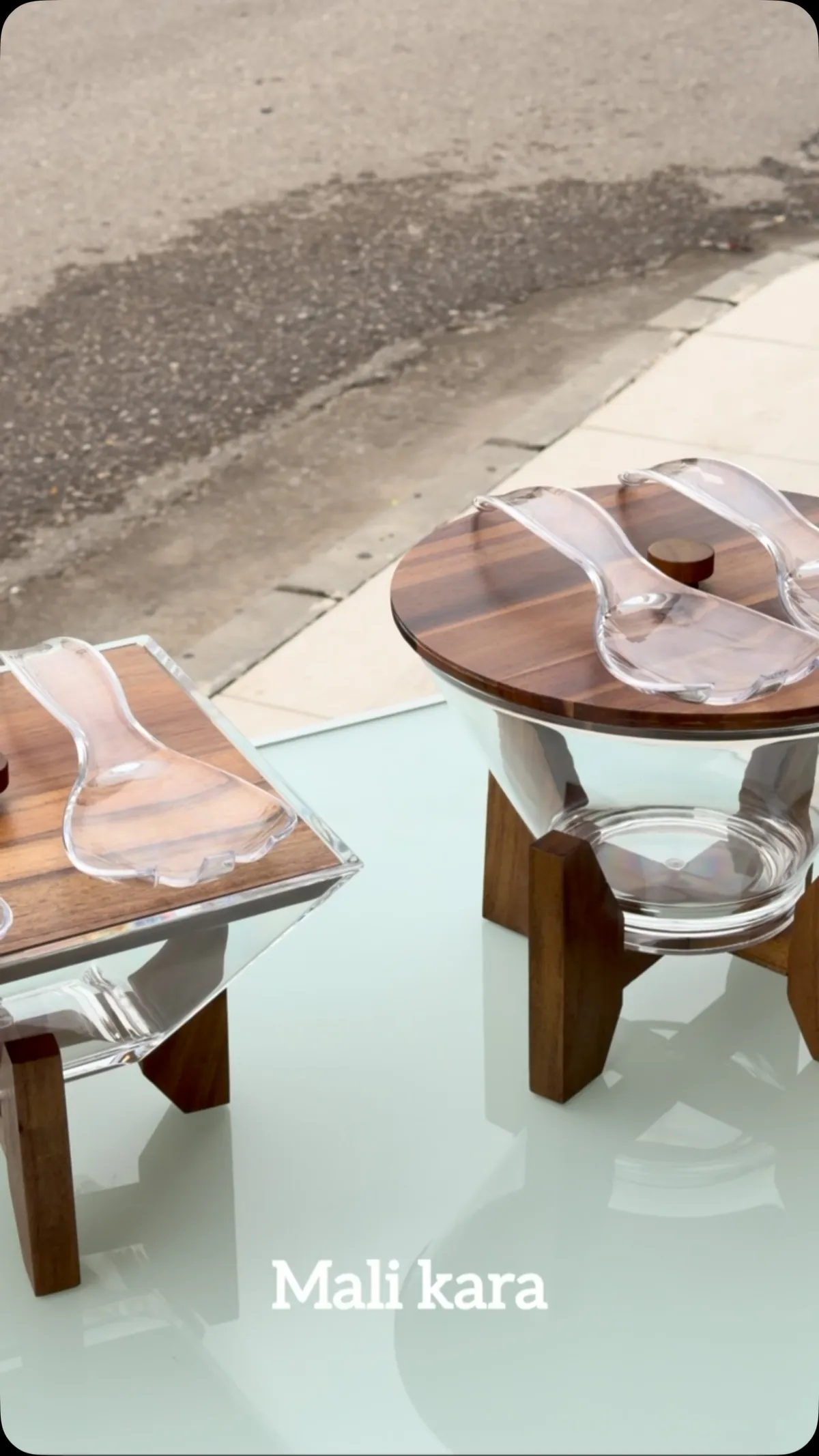 Acrylic and Wood Serving Set