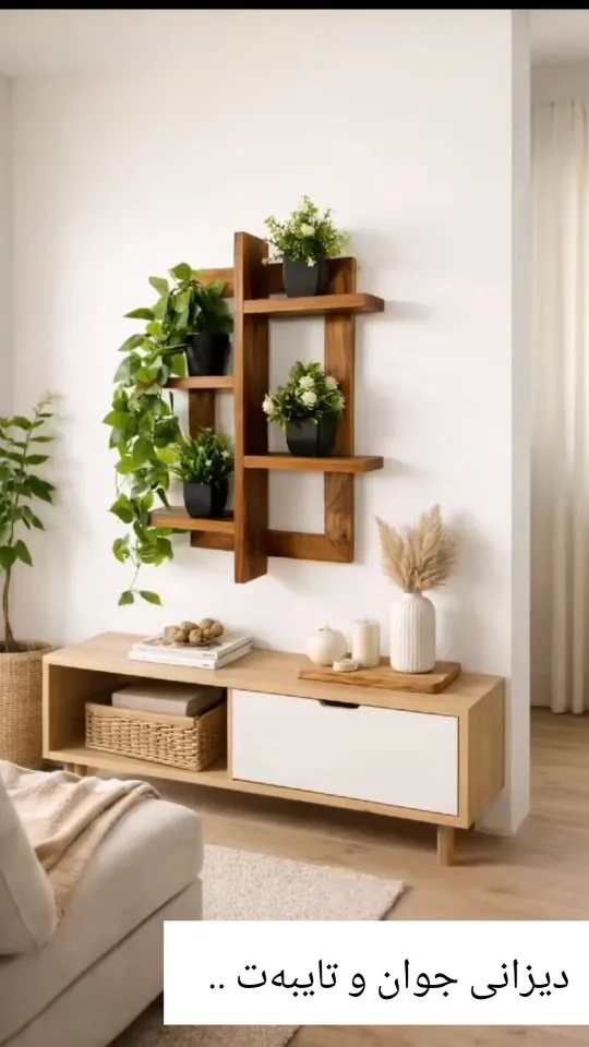 Wooden Wall Shelf and TV Stand Set
