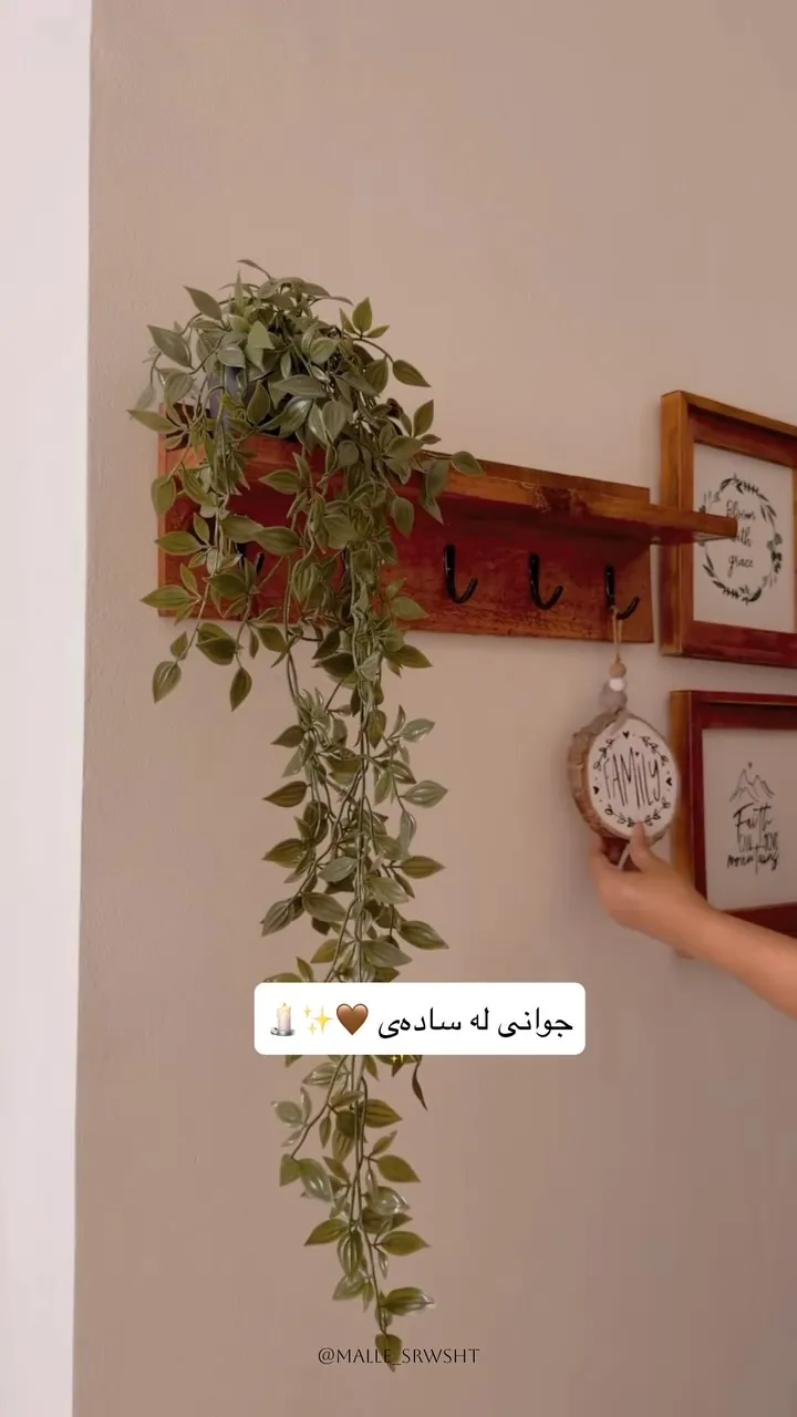 Wooden Wall Shelf with Hooks