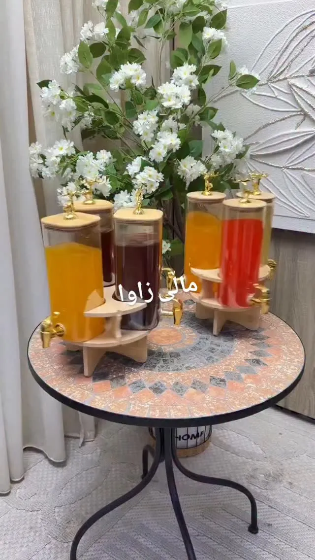 Wedding Beverage Dispensers with Wooden Stand
