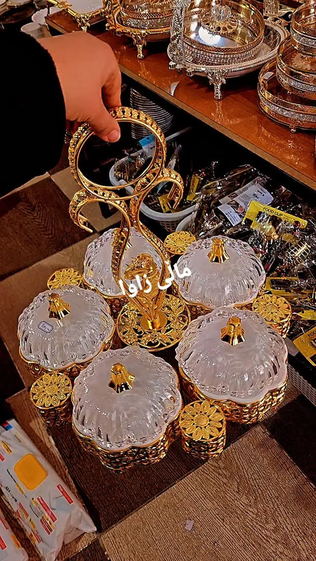 Decorative Glass Vanity Jar Set with Mirror