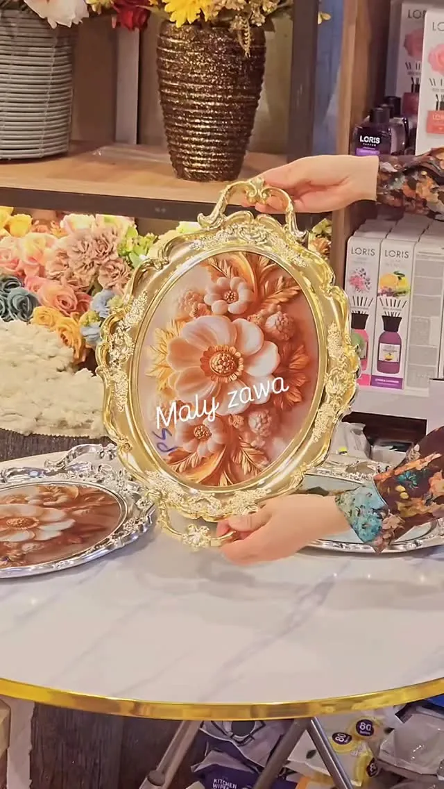 Decorative Gold Floral Tray