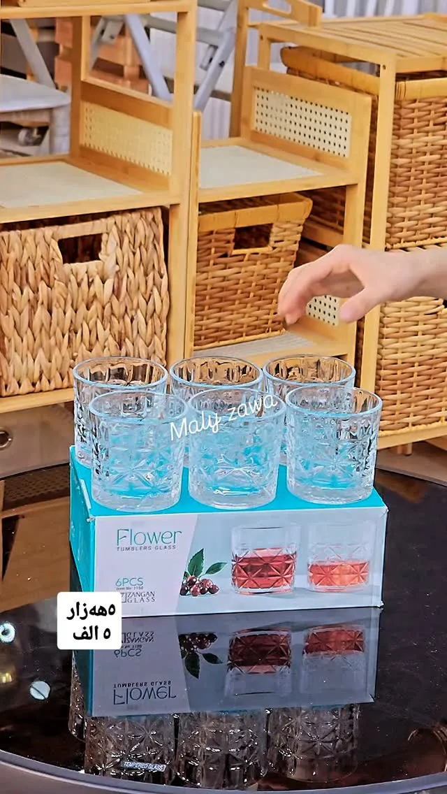 Flower Tumblers Glass Set (6 Pieces)