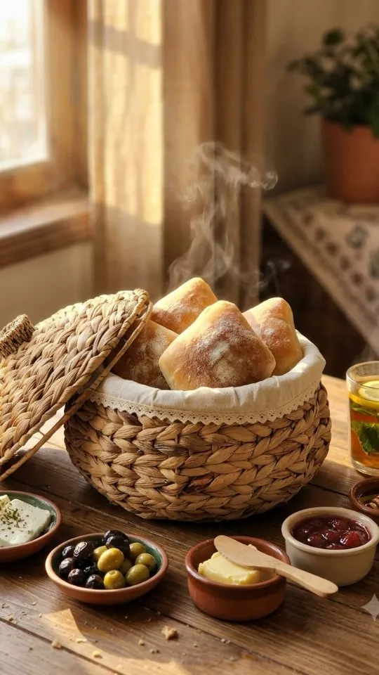 Woven Bread Basket with Lid