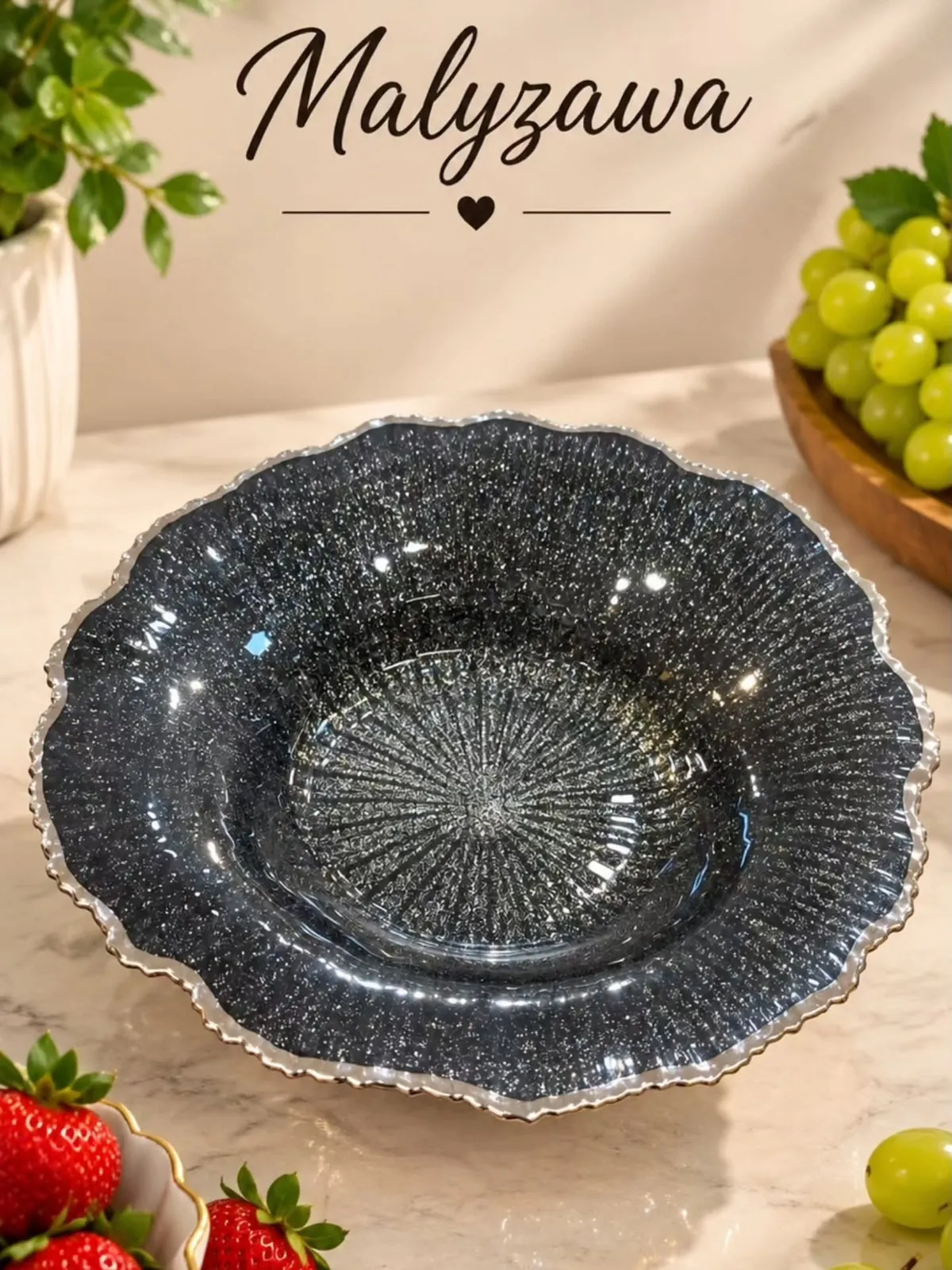 Crystal Glass Bowl with Gold Rim