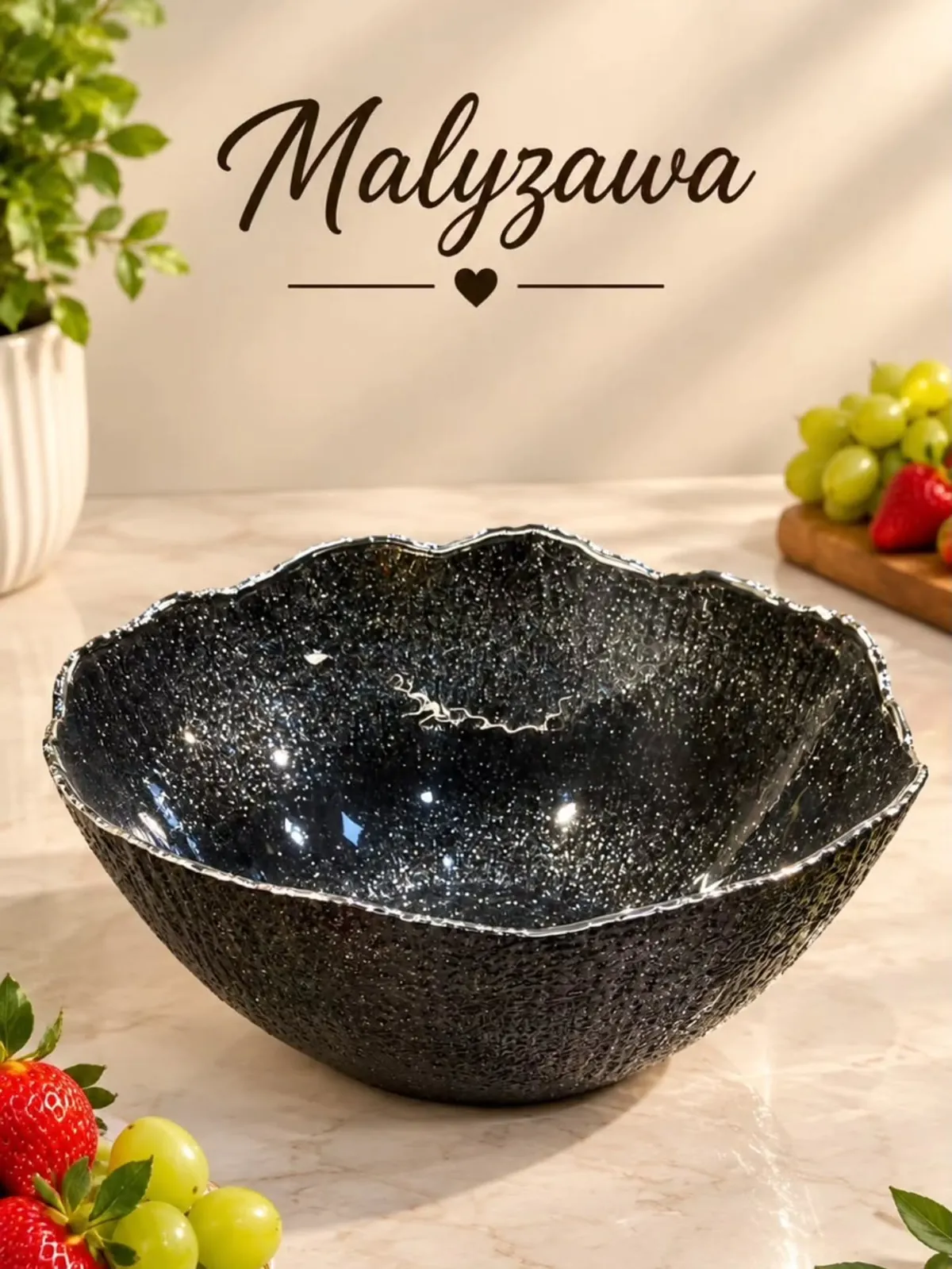 Crystal Glass Bowl with Gold Rim