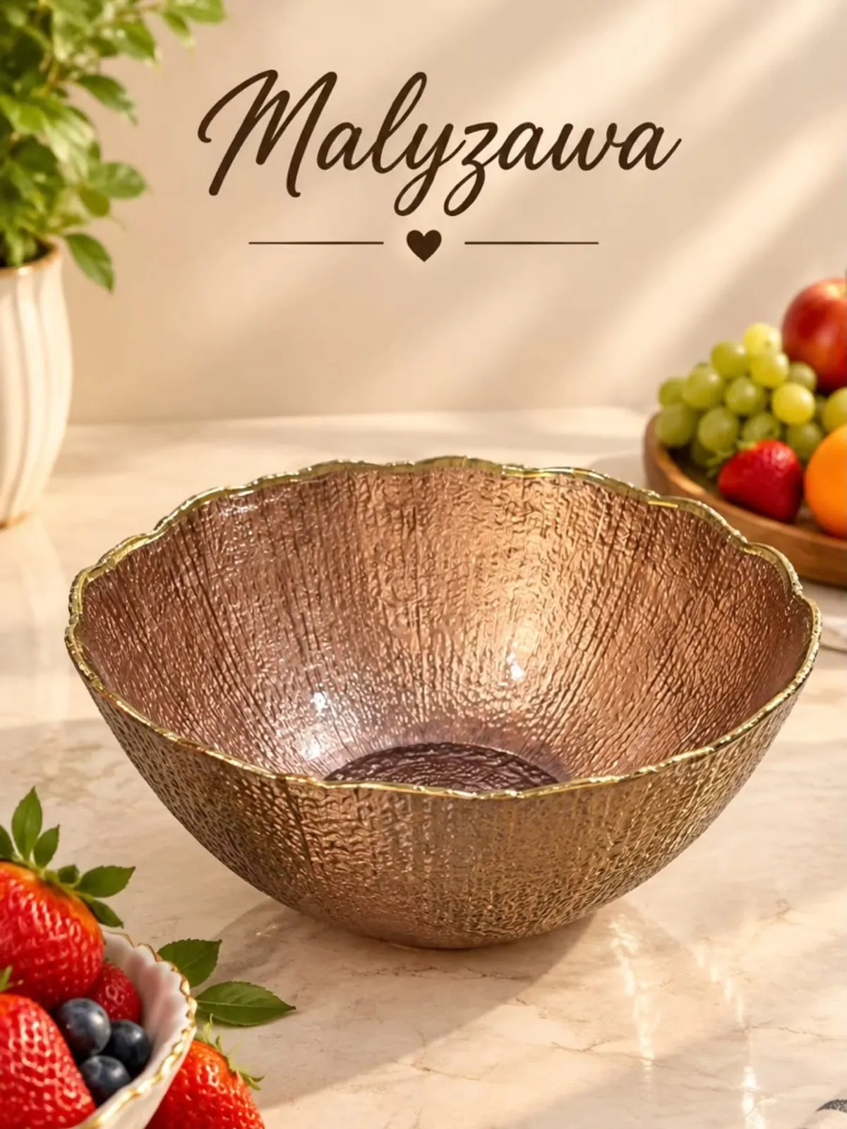 Crystal Glass Bowl with Gold Rim