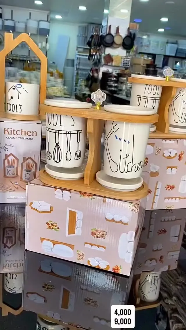 Kitchen Spice Jar Set with Wooden Stand