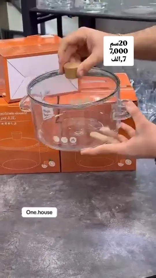 Borosilicate Glass Double Pot 3.2L - 20cm