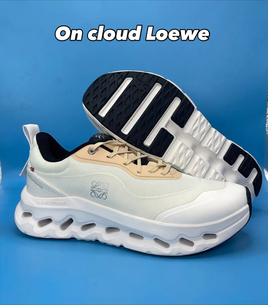 Loewe White and Beige Chunky Sneakers