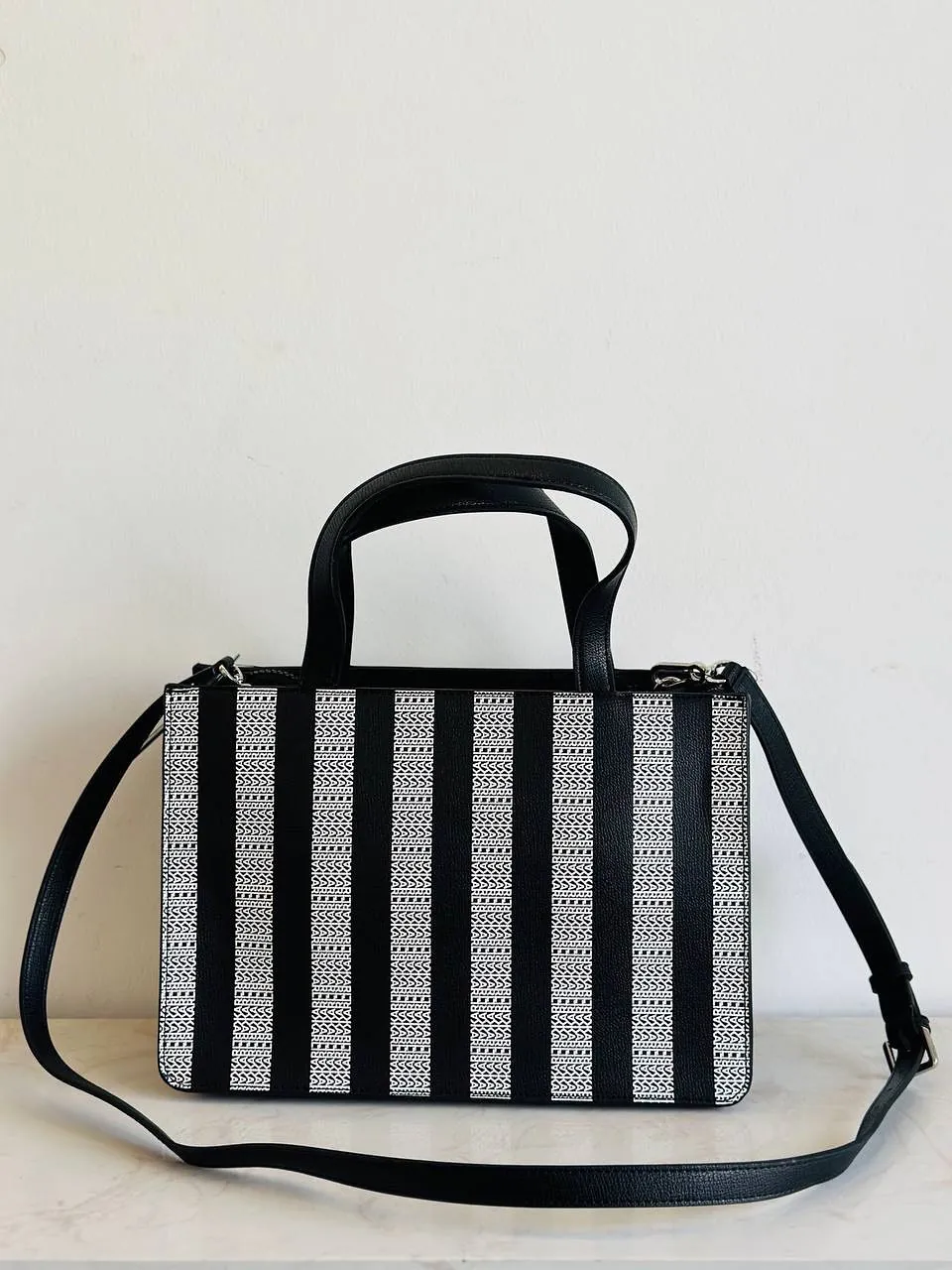 Karl Lagerfeld Black and White Striped Handbag