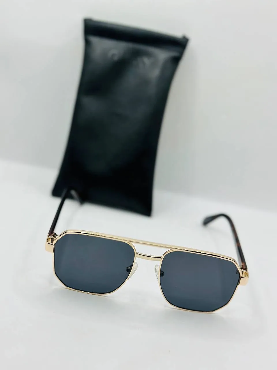 Gold Frame Sunglasses with Case
