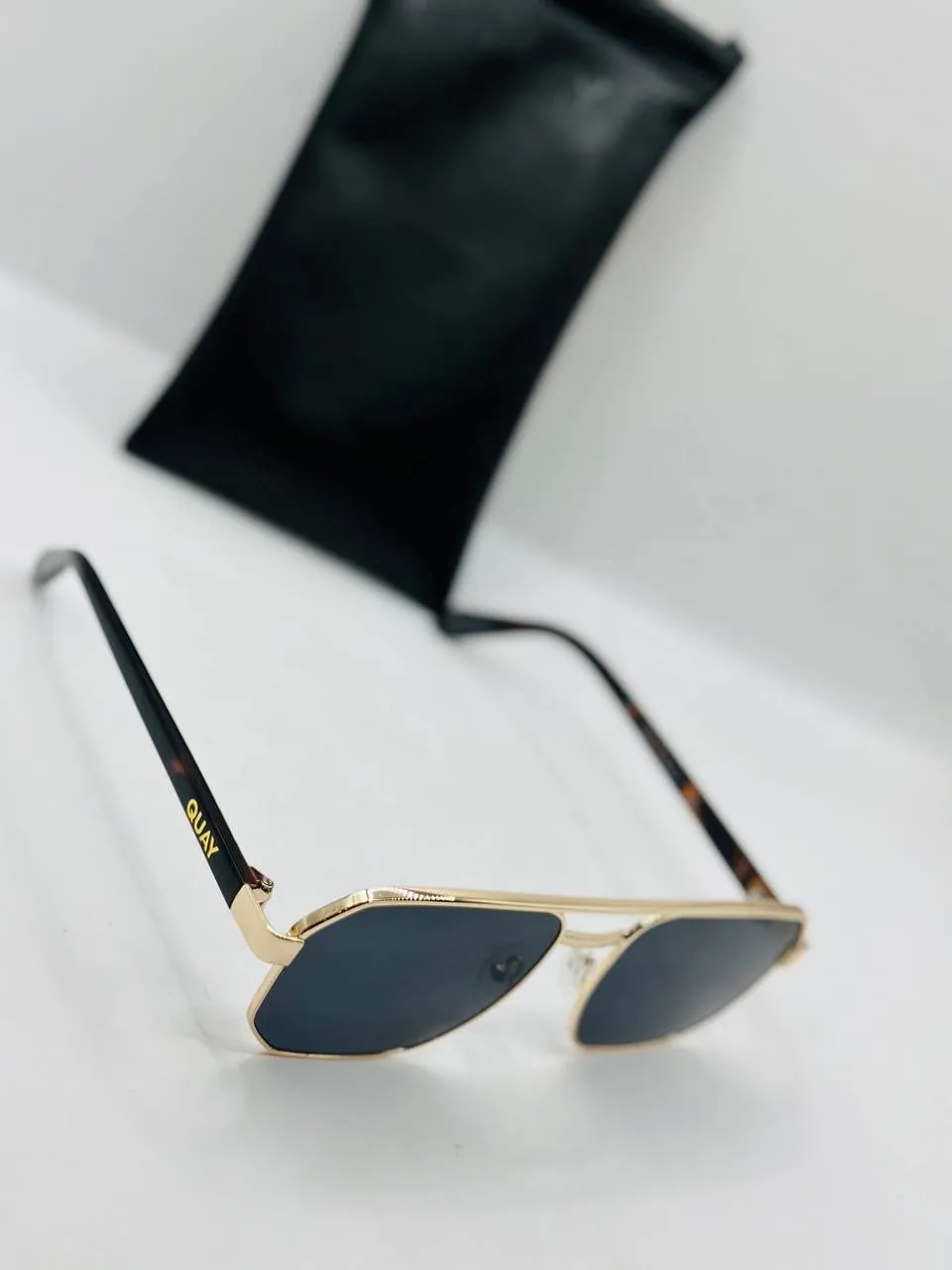 Gold Frame Sunglasses with Case
