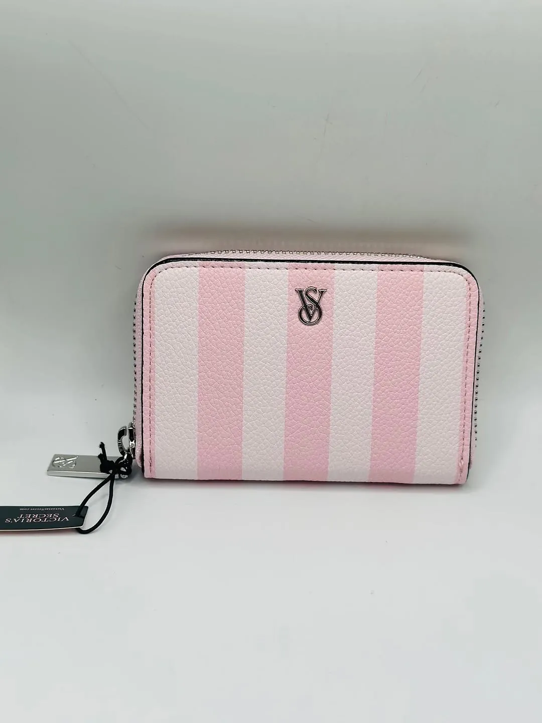 Victoria's Secret Pink and White Striped Zip Wallet