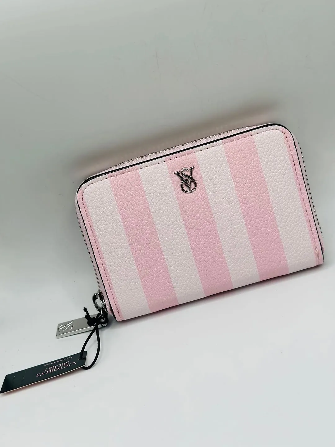 Victoria's Secret Pink and White Striped Zip Wallet