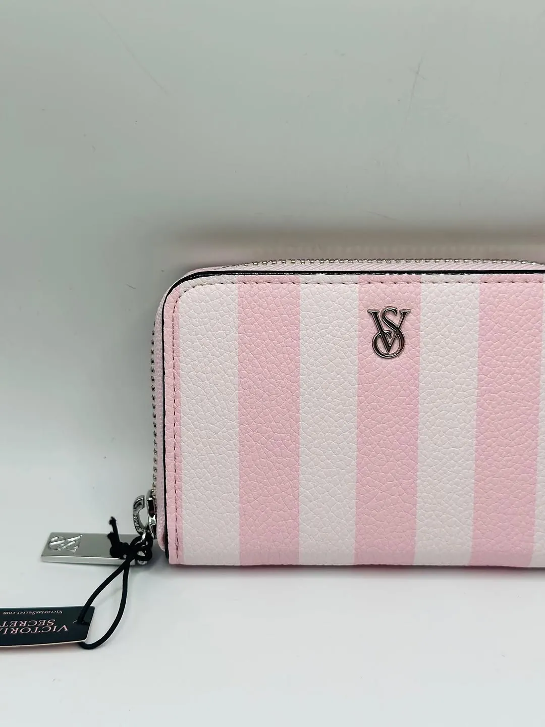 Victoria's Secret Pink and White Striped Zip Wallet