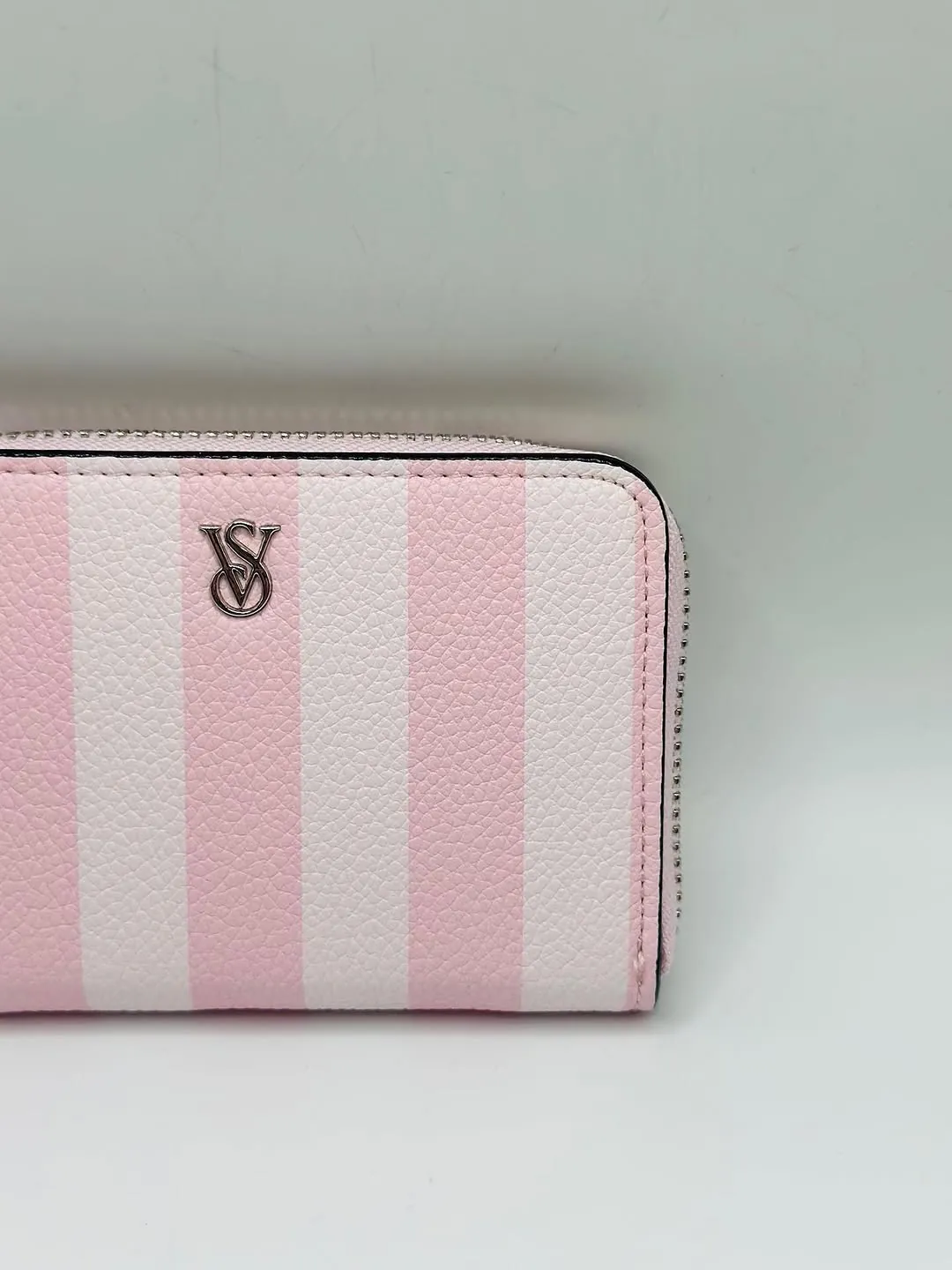 Victoria's Secret Pink and White Striped Zip Wallet