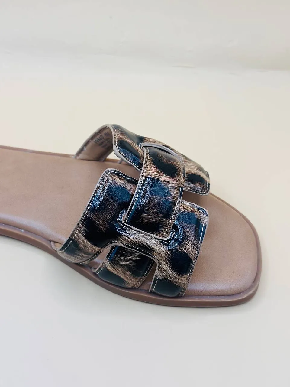 Women's Animal Print Slide Sandals with Buckle