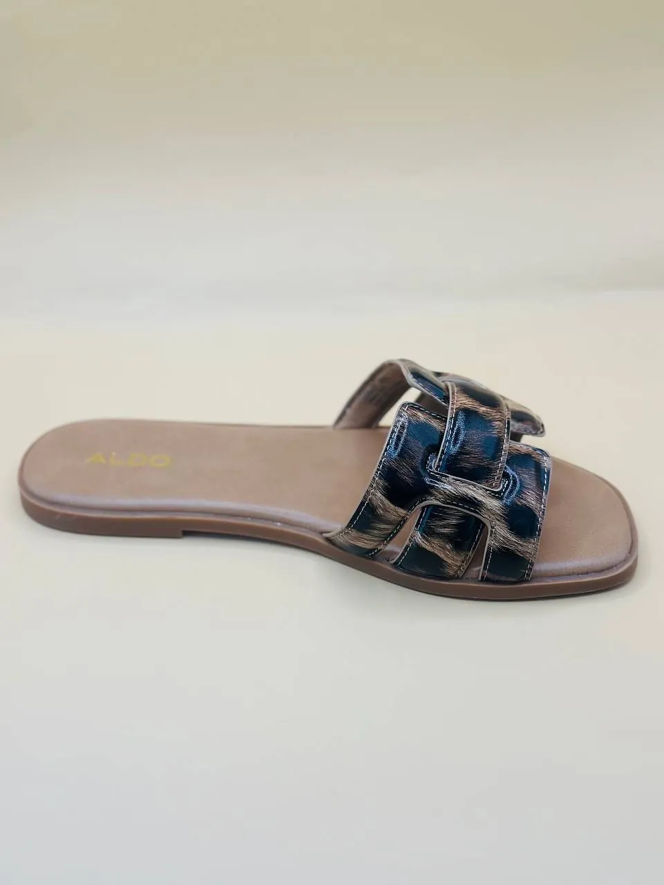 Women's Animal Print Slide Sandals with Buckle