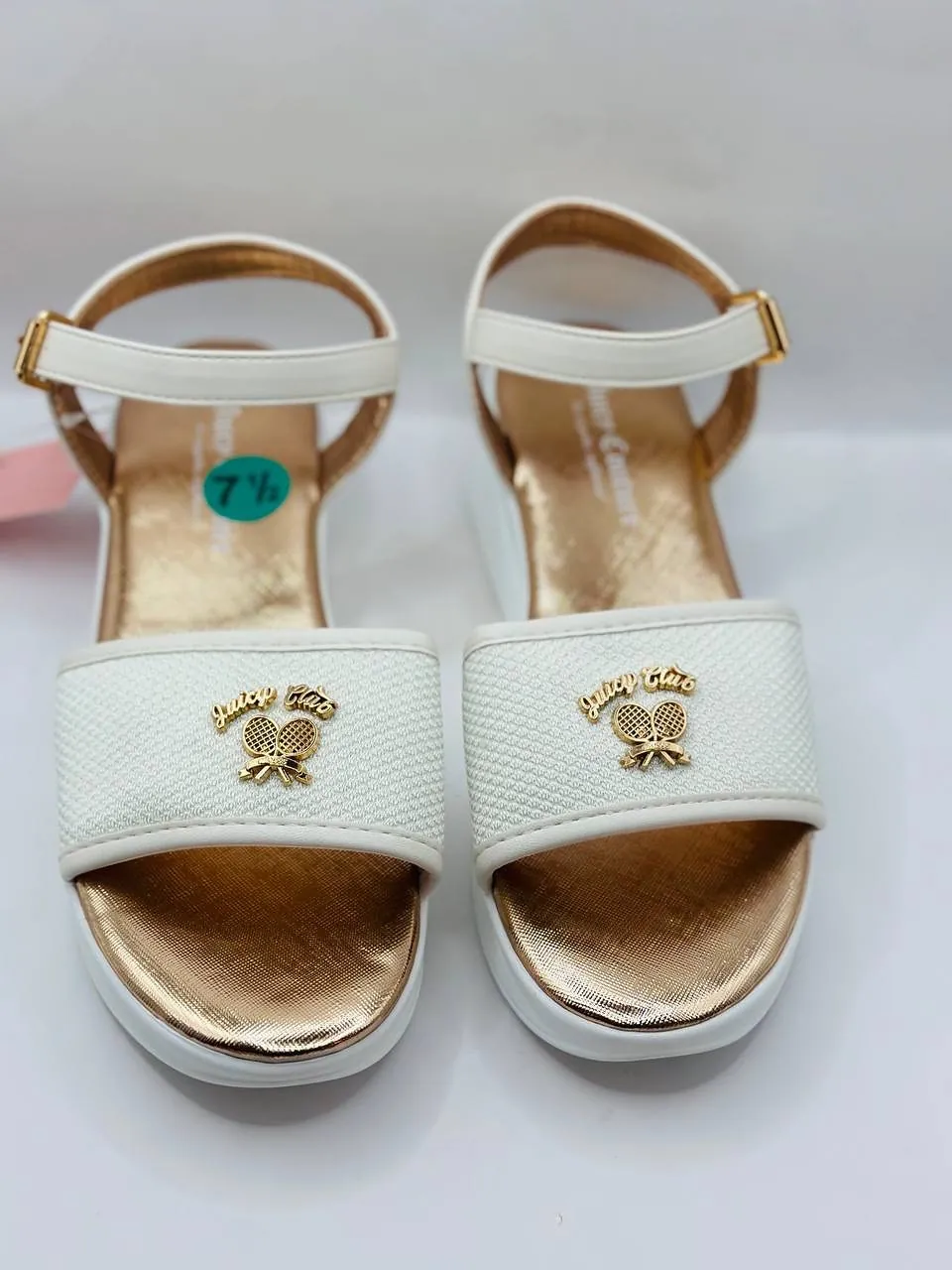 White Juicy Club Platform Sandals Size 7.5