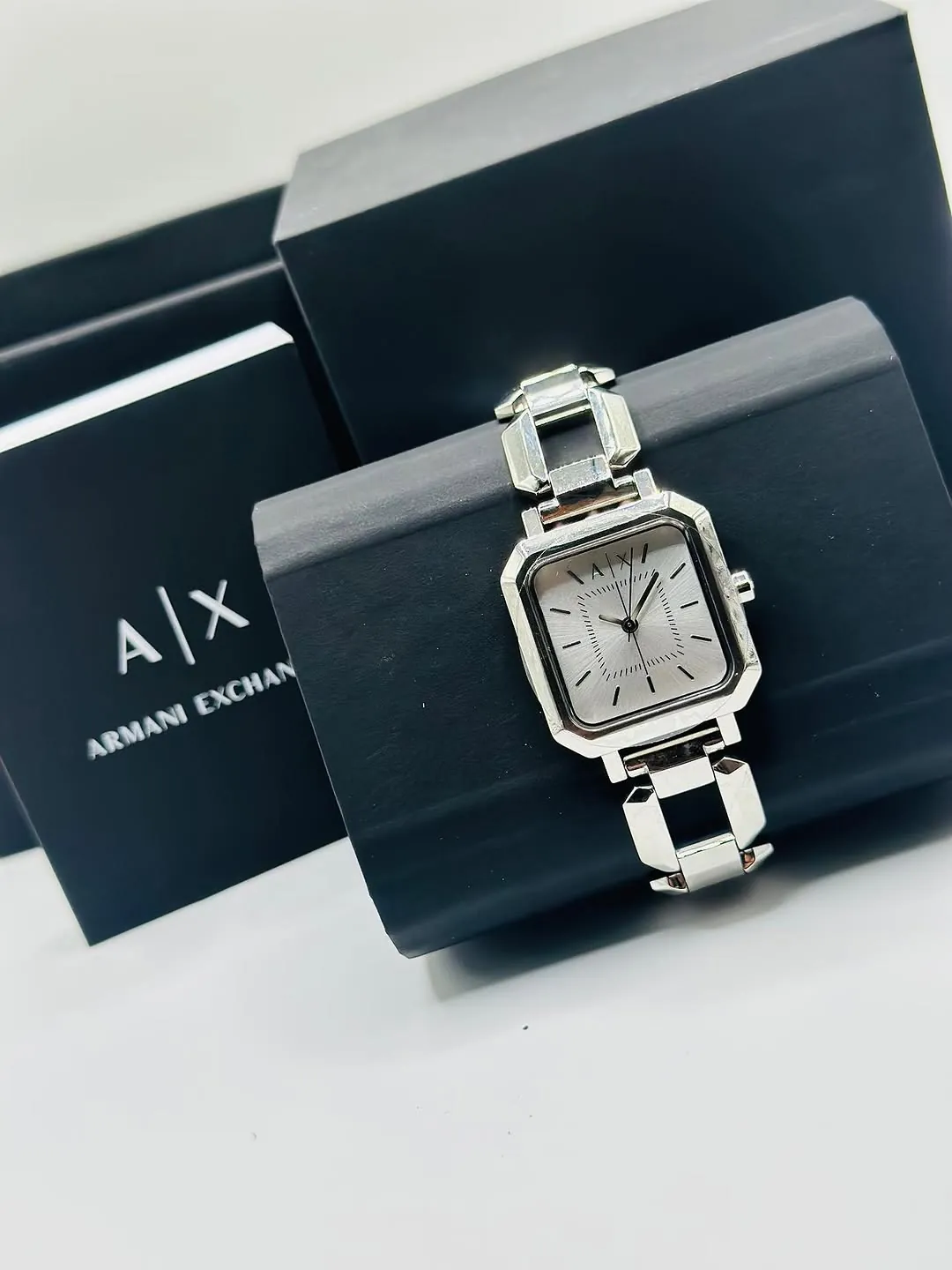 Armani Exchange Silver Square Watch