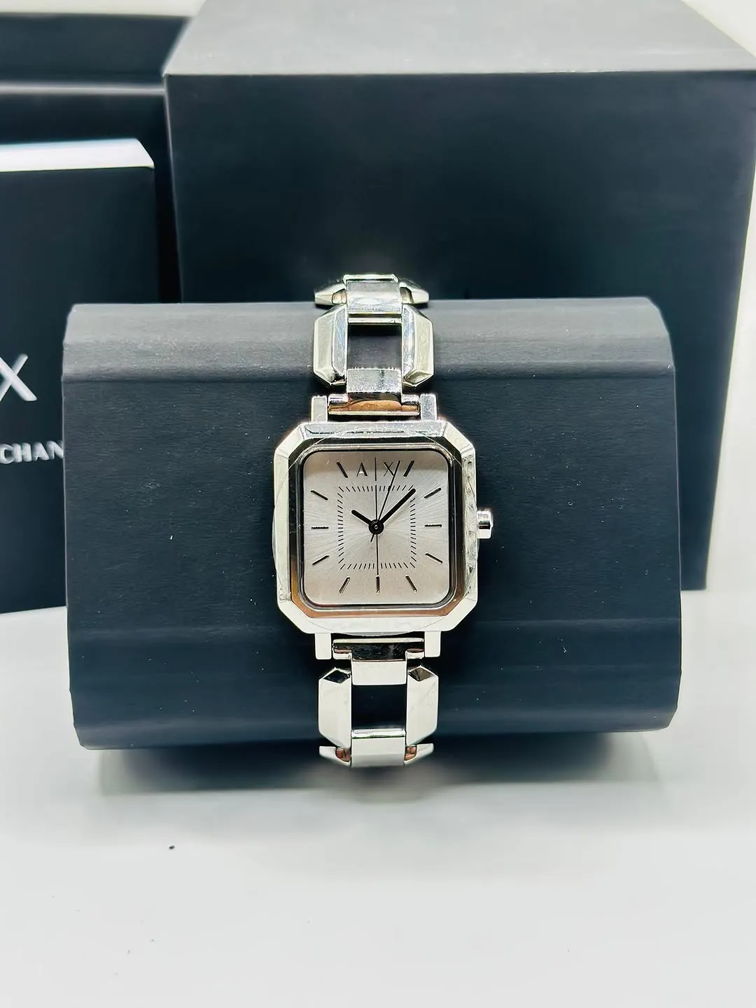 Armani Exchange Silver Square Watch
