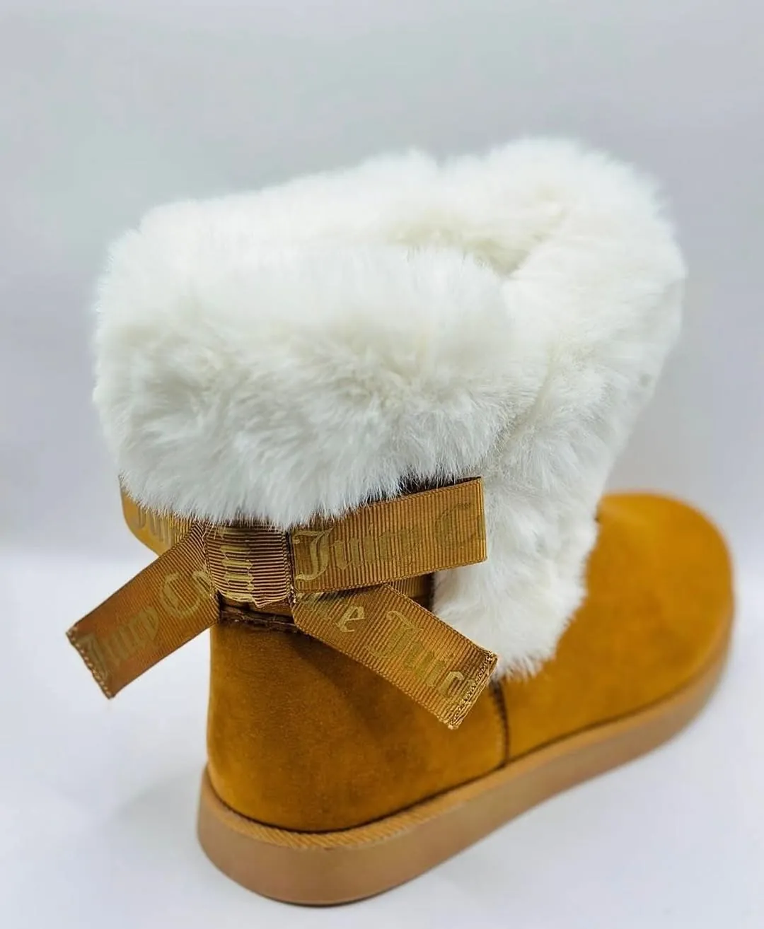 Tan Suede Boots with White Fur Lining