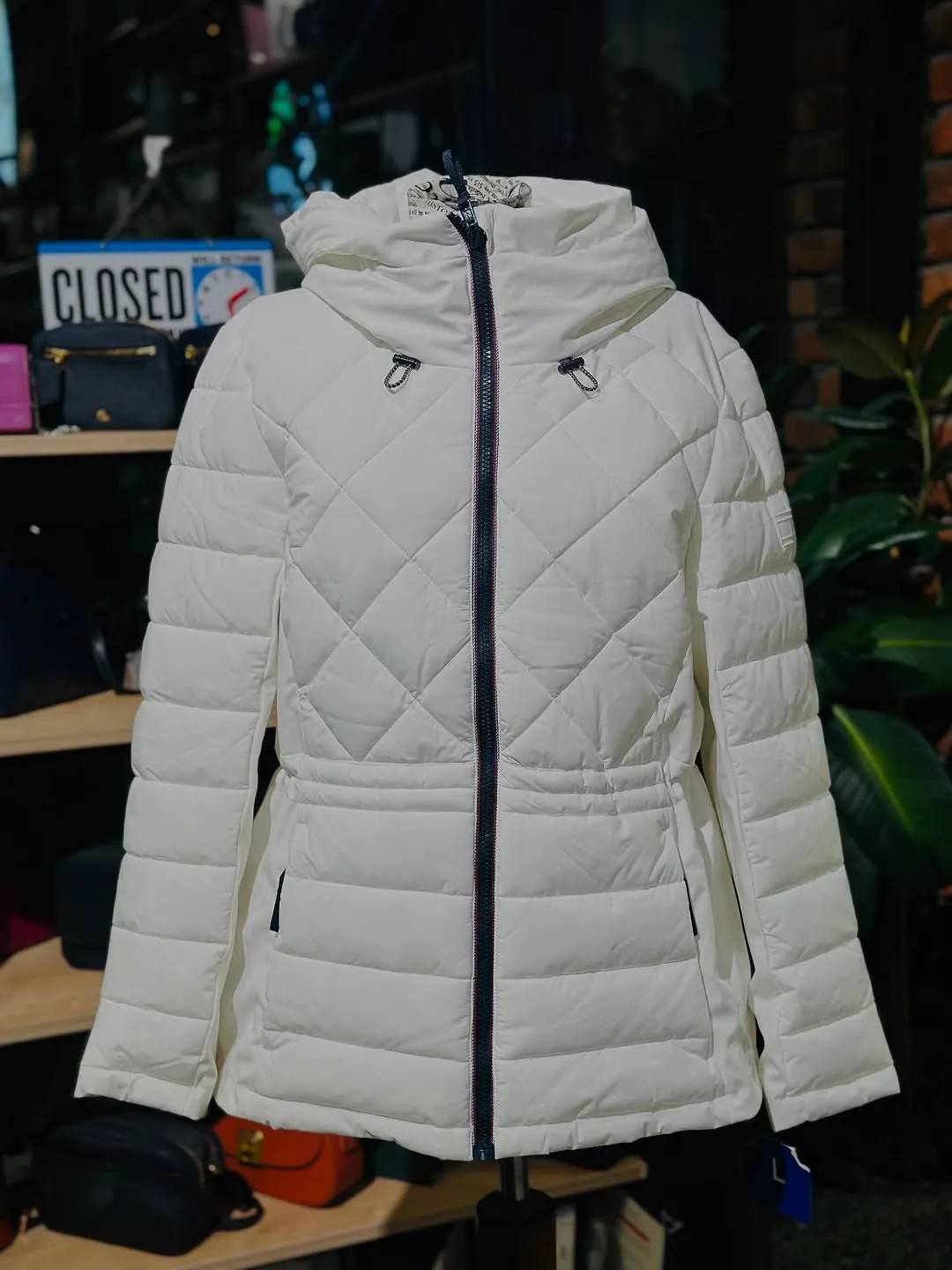 White Quilted Hooded Puffer Jacket
