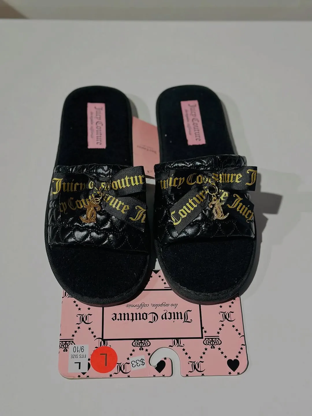 Juicy Couture Black Quilted Slides