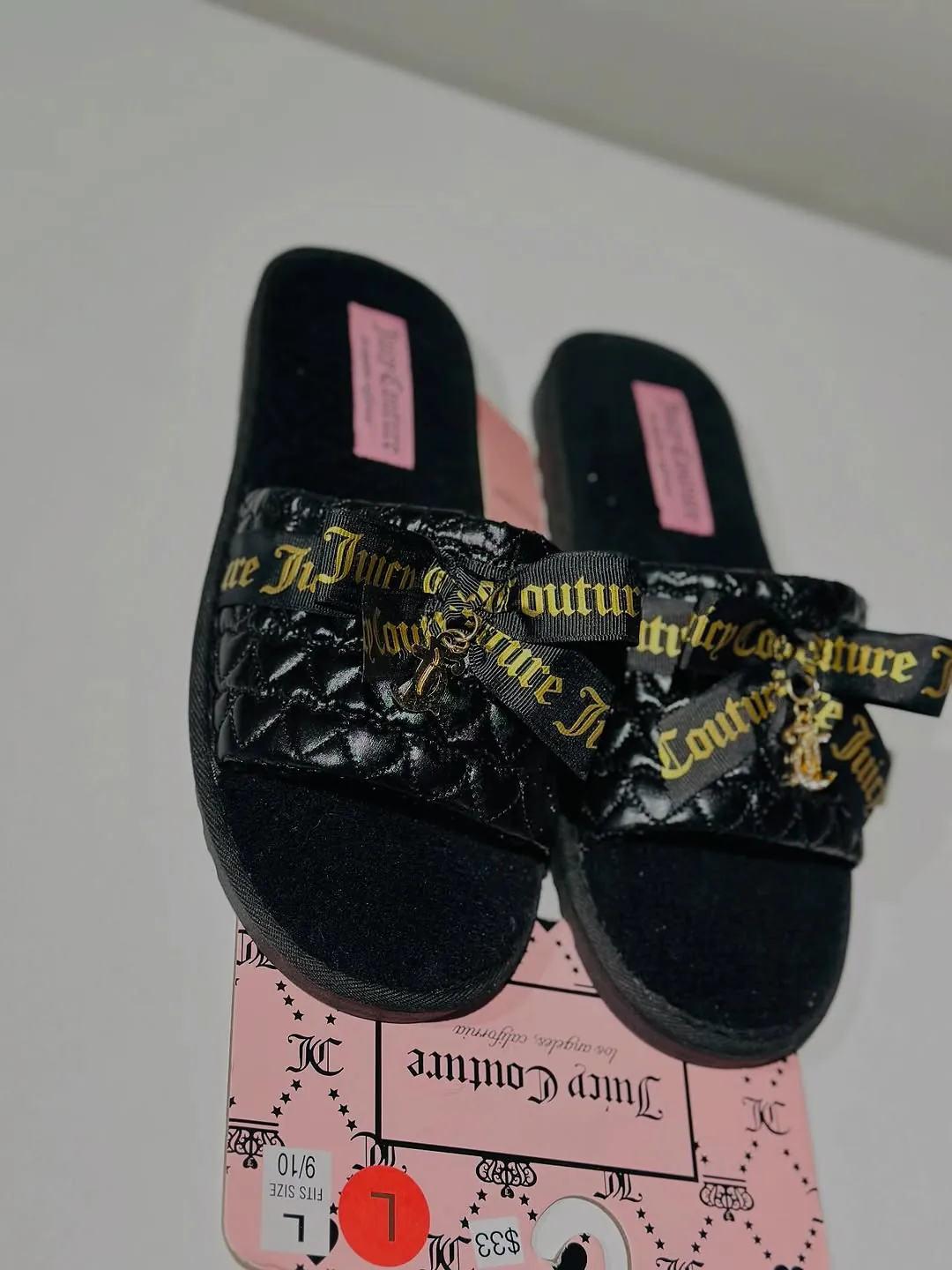 Juicy Couture Black Quilted Slides