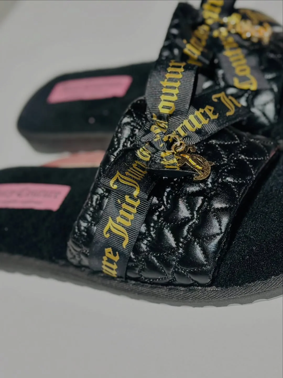 Juicy Couture Black Quilted Slides