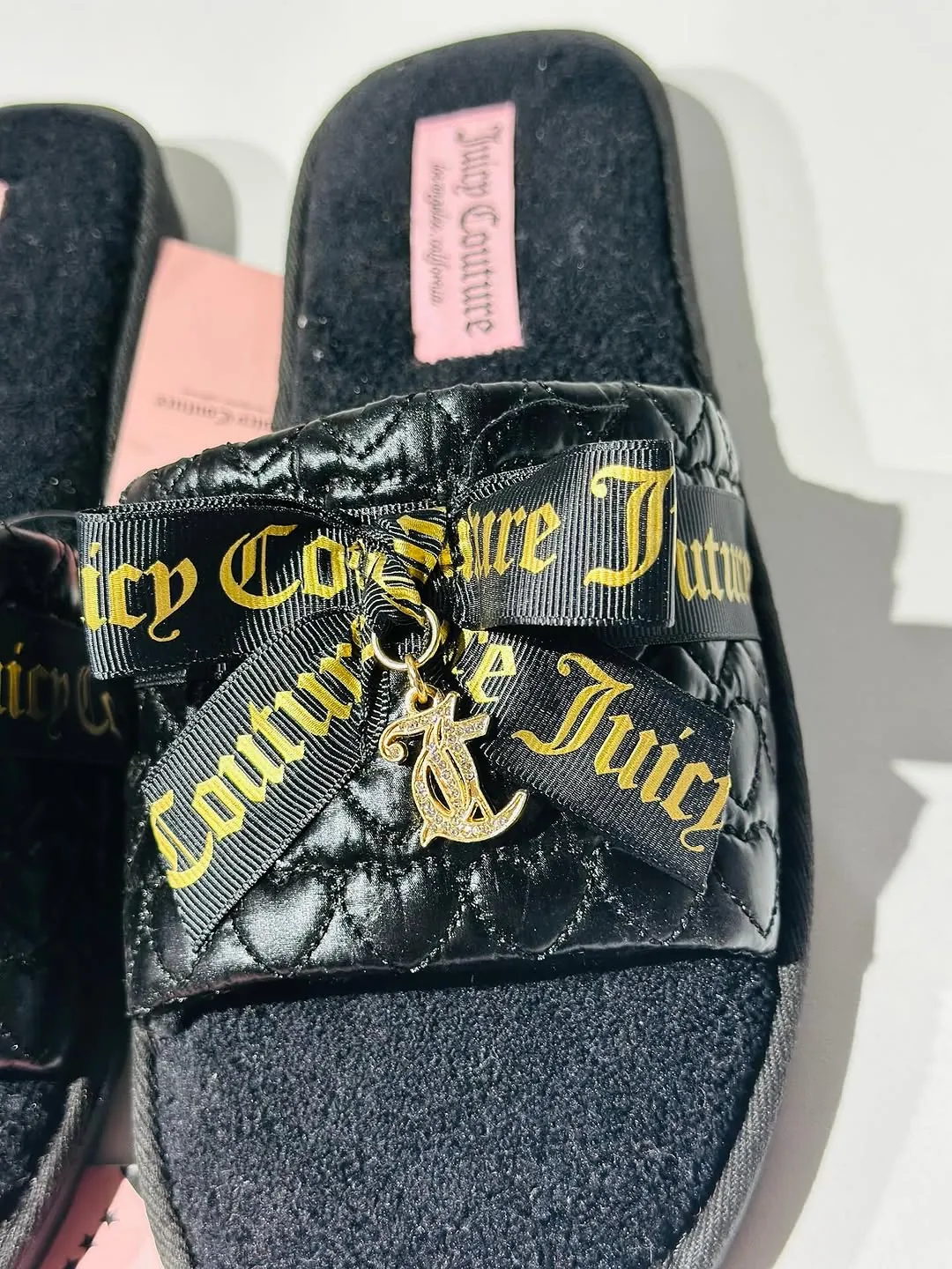 Juicy Couture Black Quilted Slides