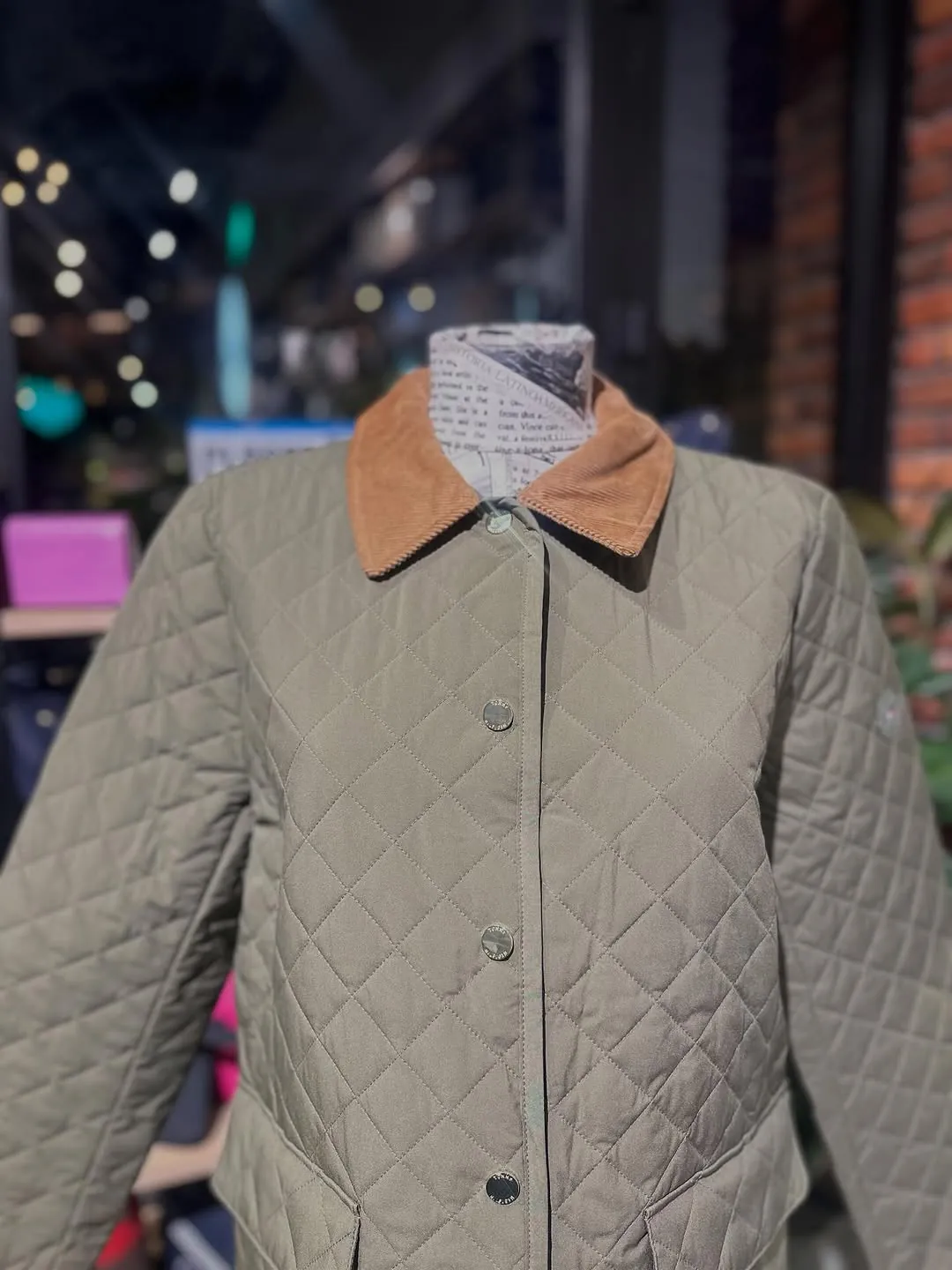 Quilted Jacket with Corduroy Collar