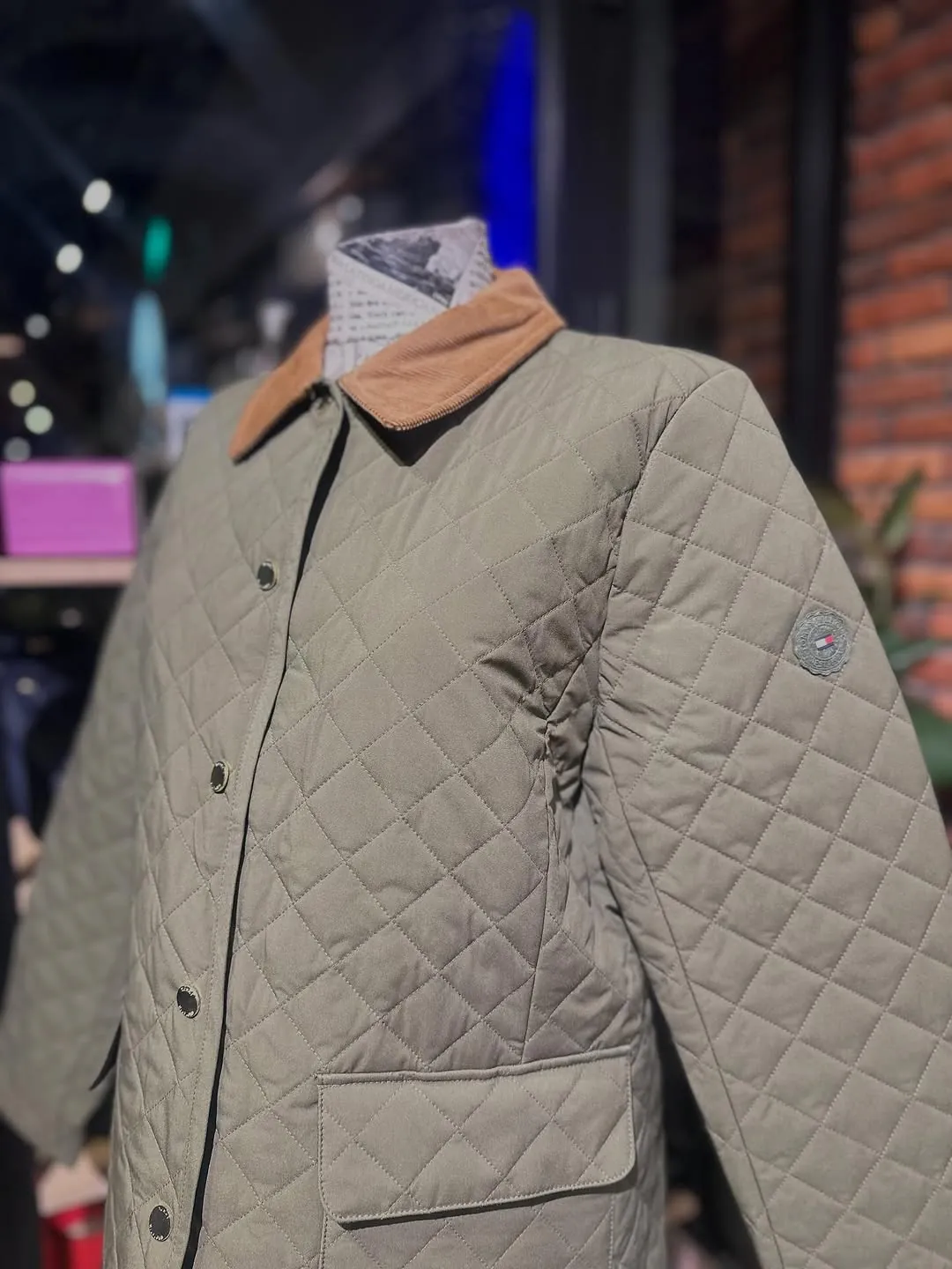 Quilted Jacket with Corduroy Collar