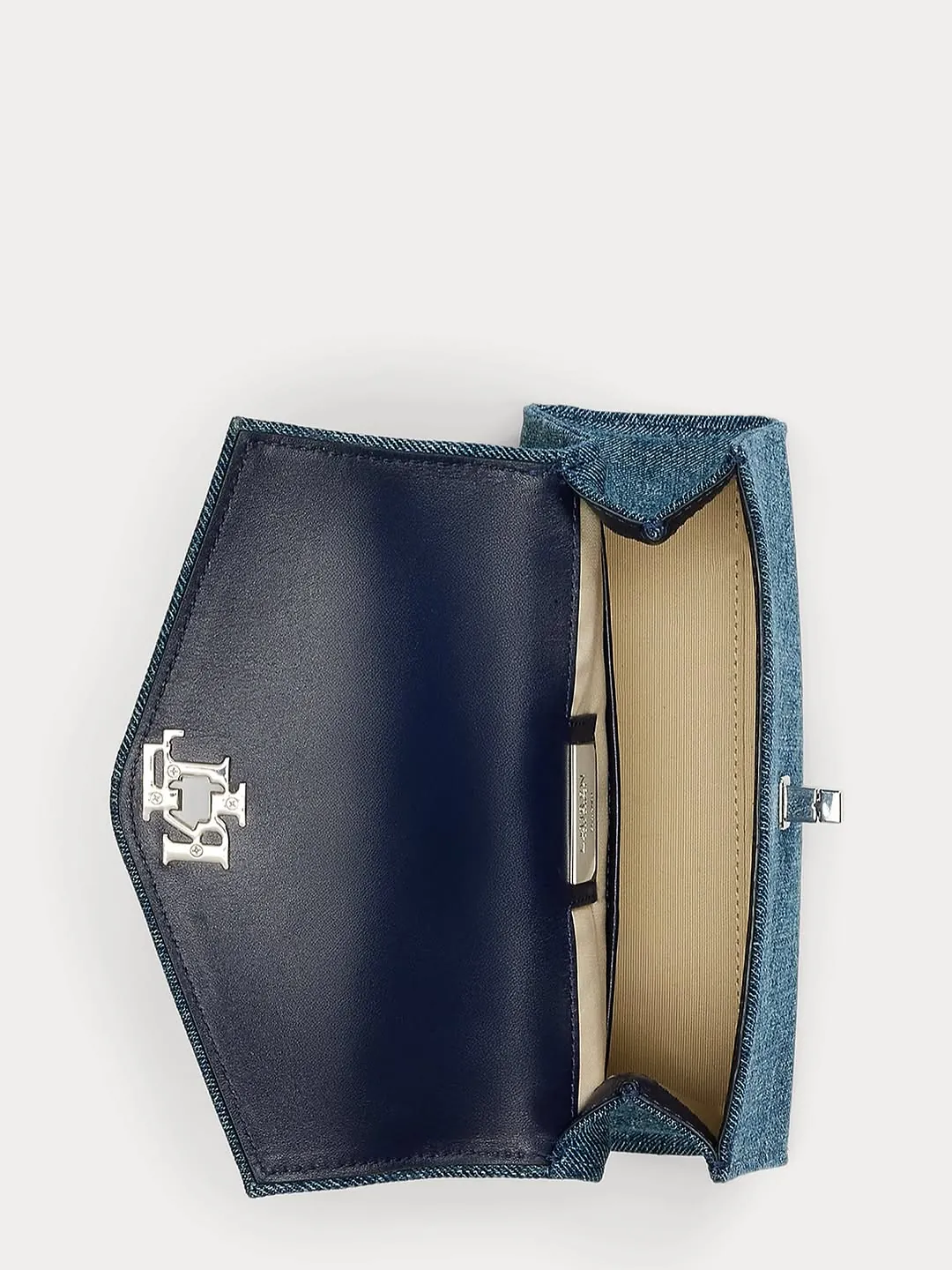 Blue Denim Handbag with RL Logo