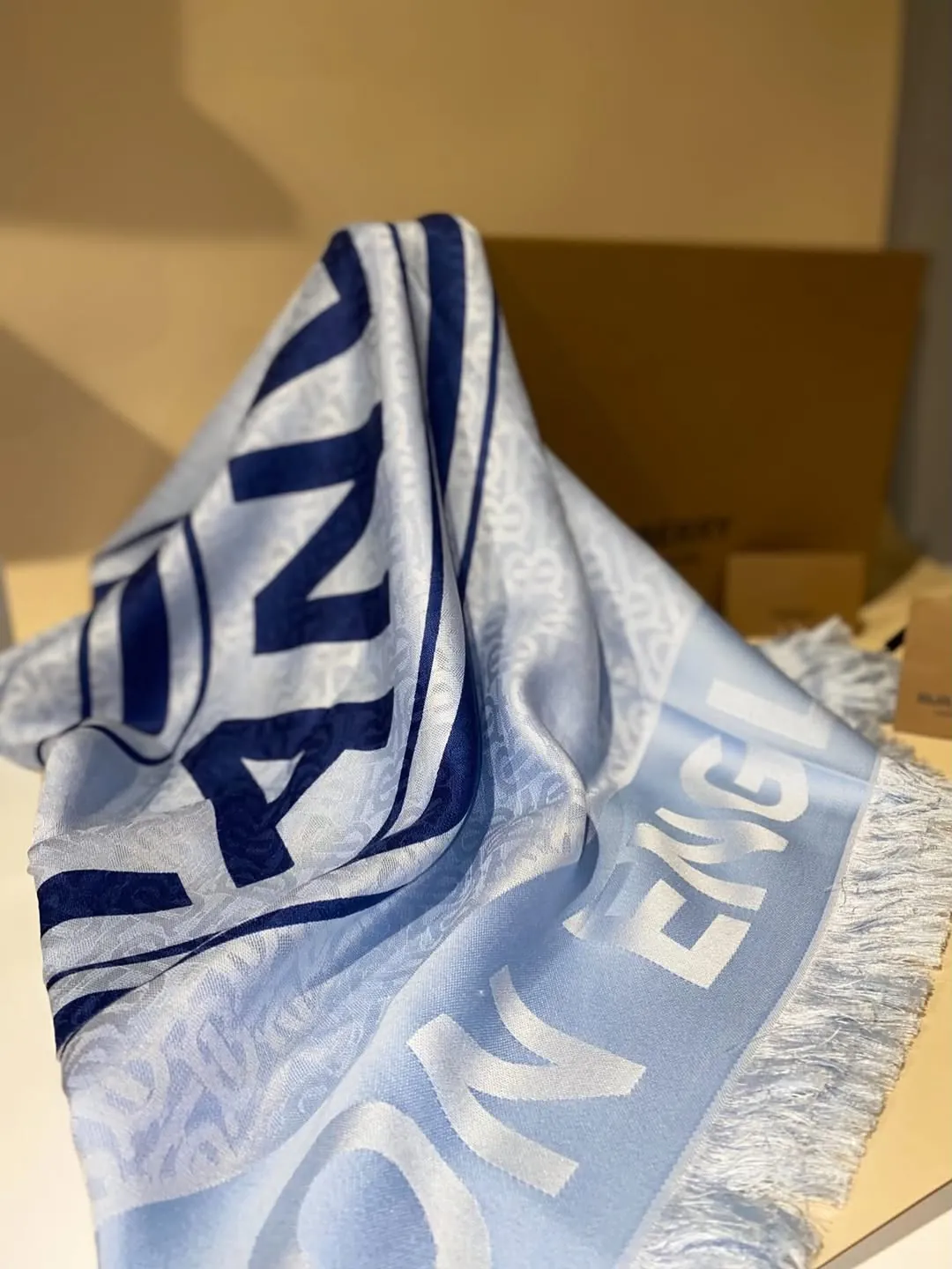Light Blue and White Fashion Scarf