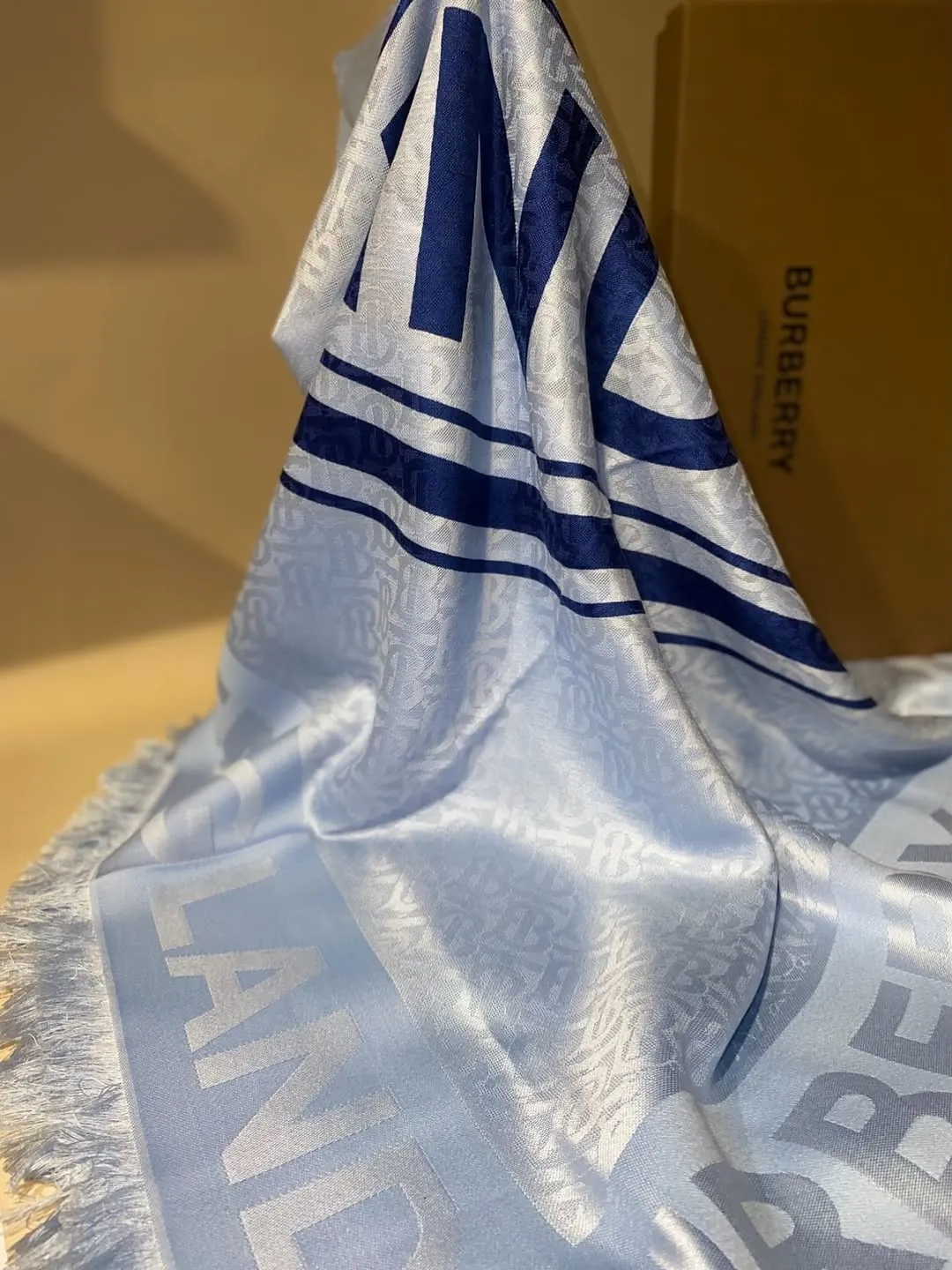 Light Blue and White Fashion Scarf