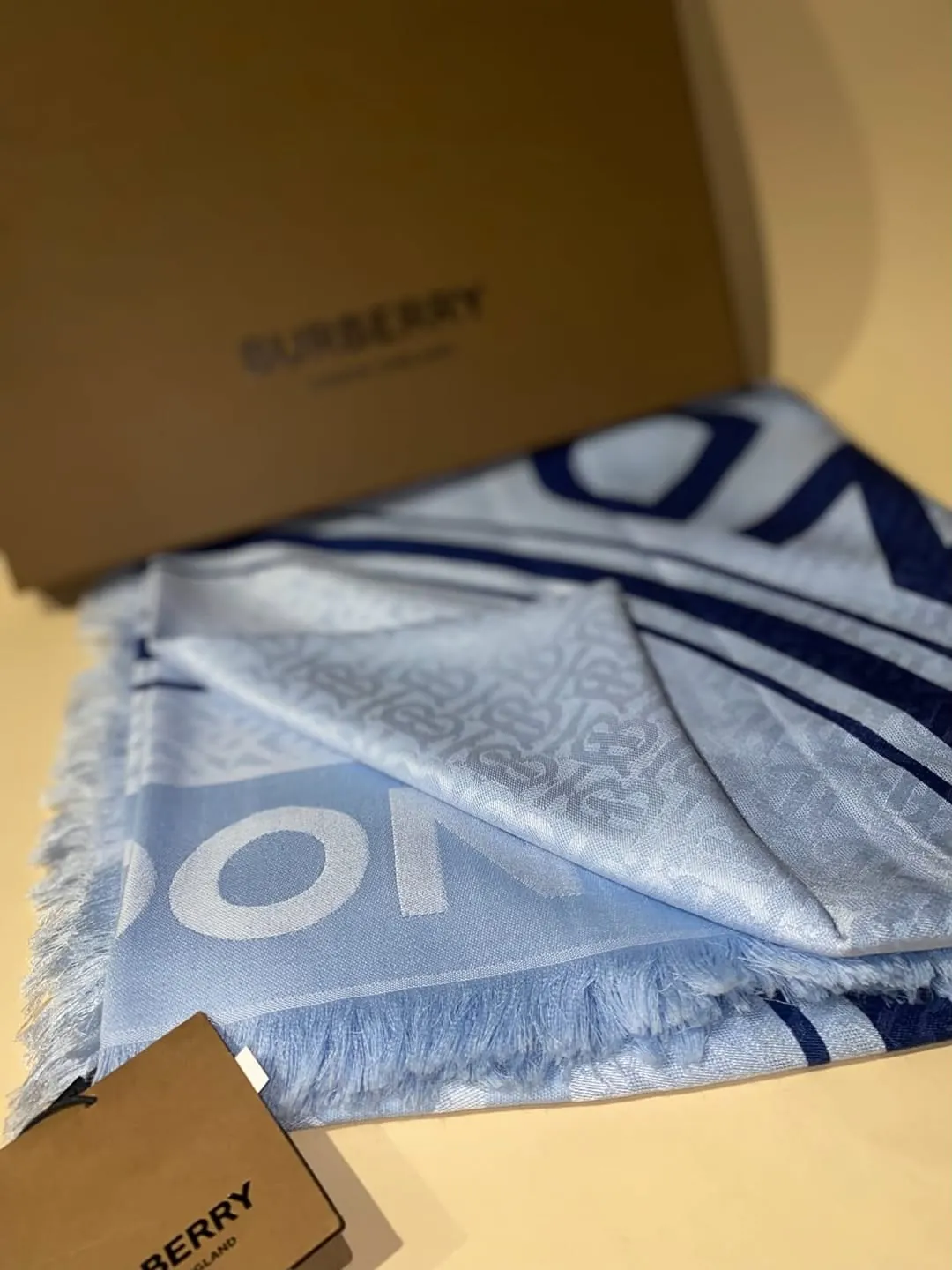 Light Blue and White Fashion Scarf