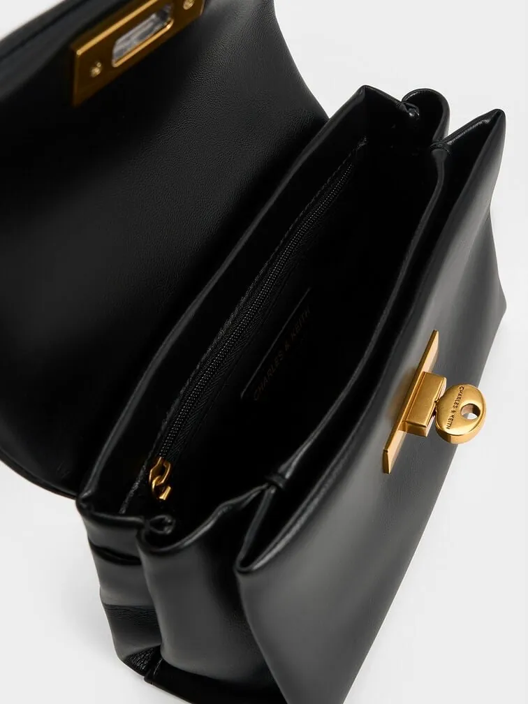 Black Handbag with Gold Chain Handle