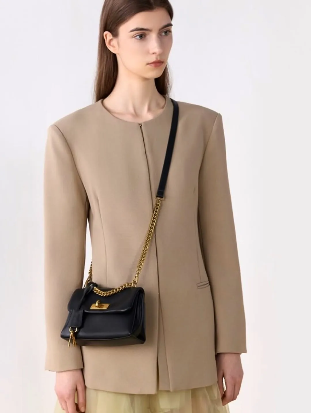 Black Handbag with Gold Chain Handle