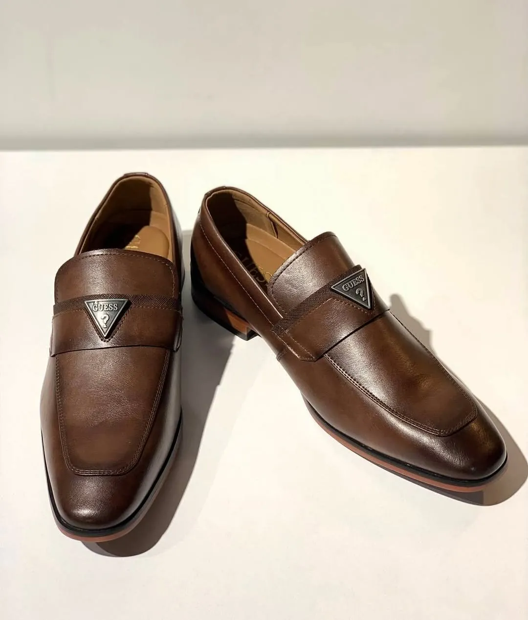 Guess Brown Leather Loafers