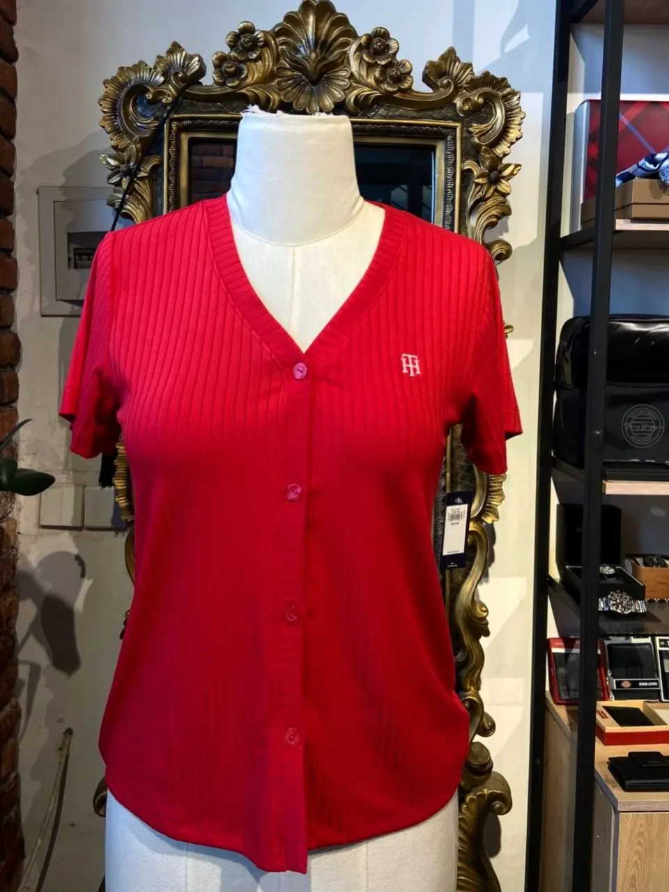 Red Ribbed Two-Piece Set