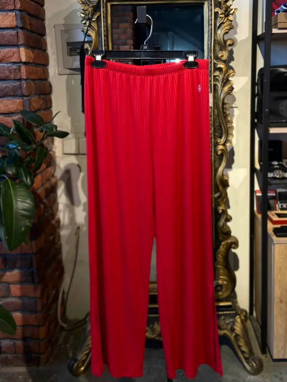 Red Ribbed Two-Piece Set
