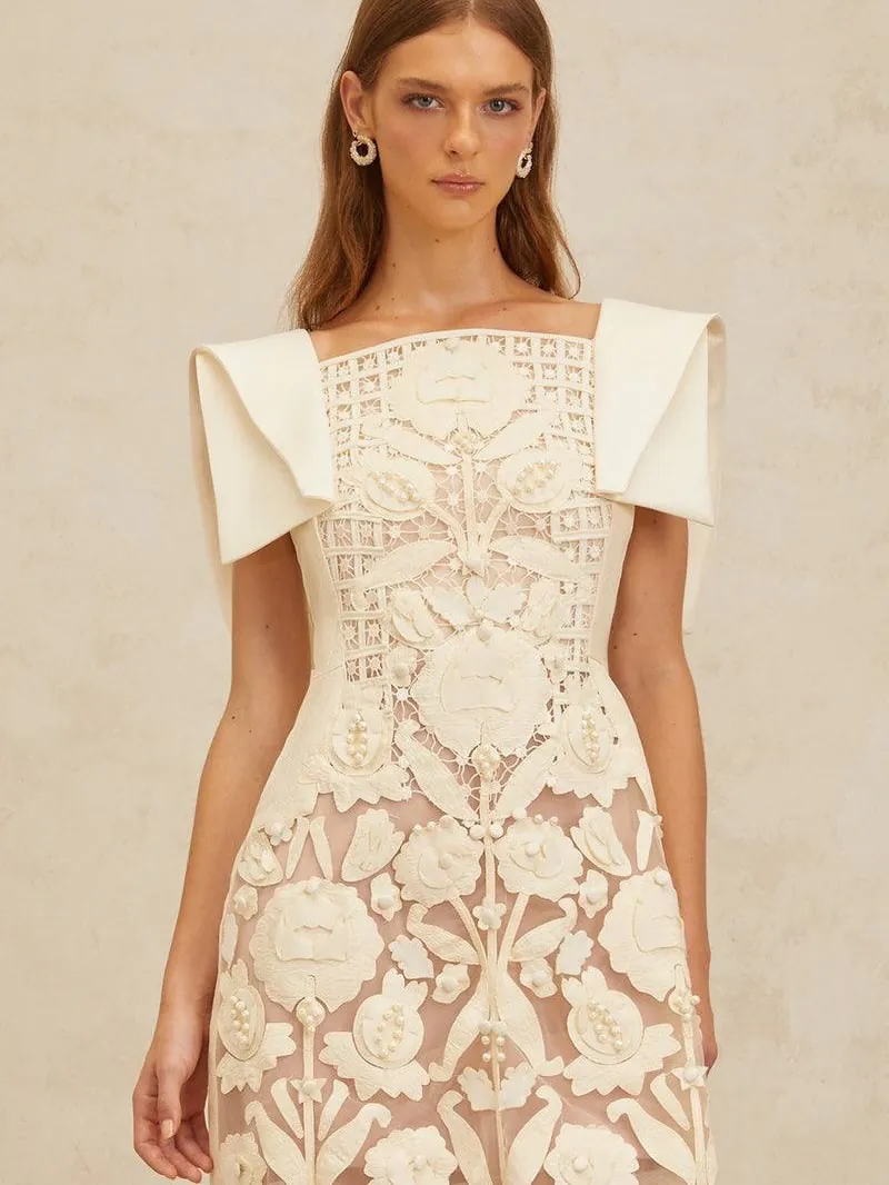 White Floral Lace Mini Dress