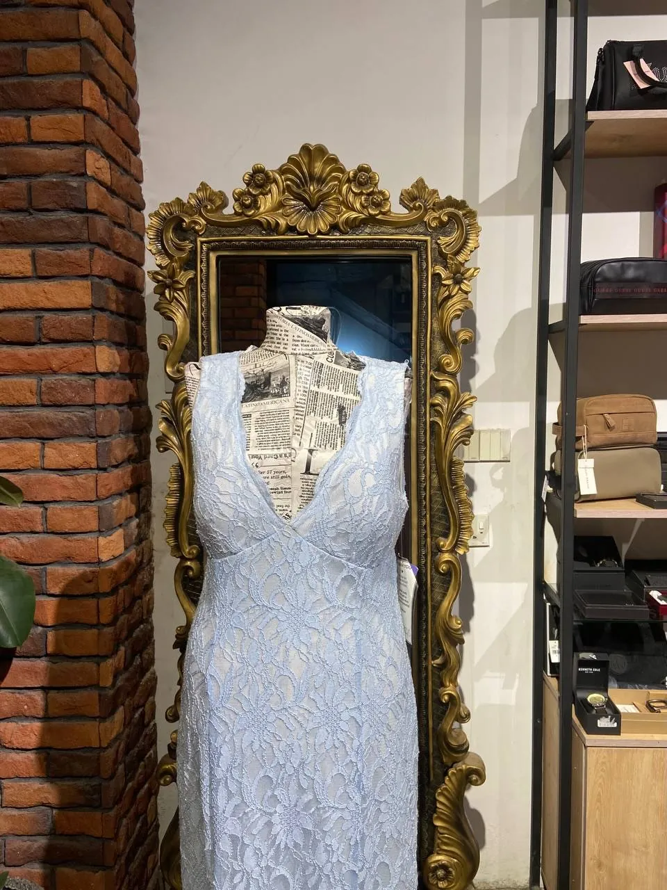 Light Blue Lace Evening Gown