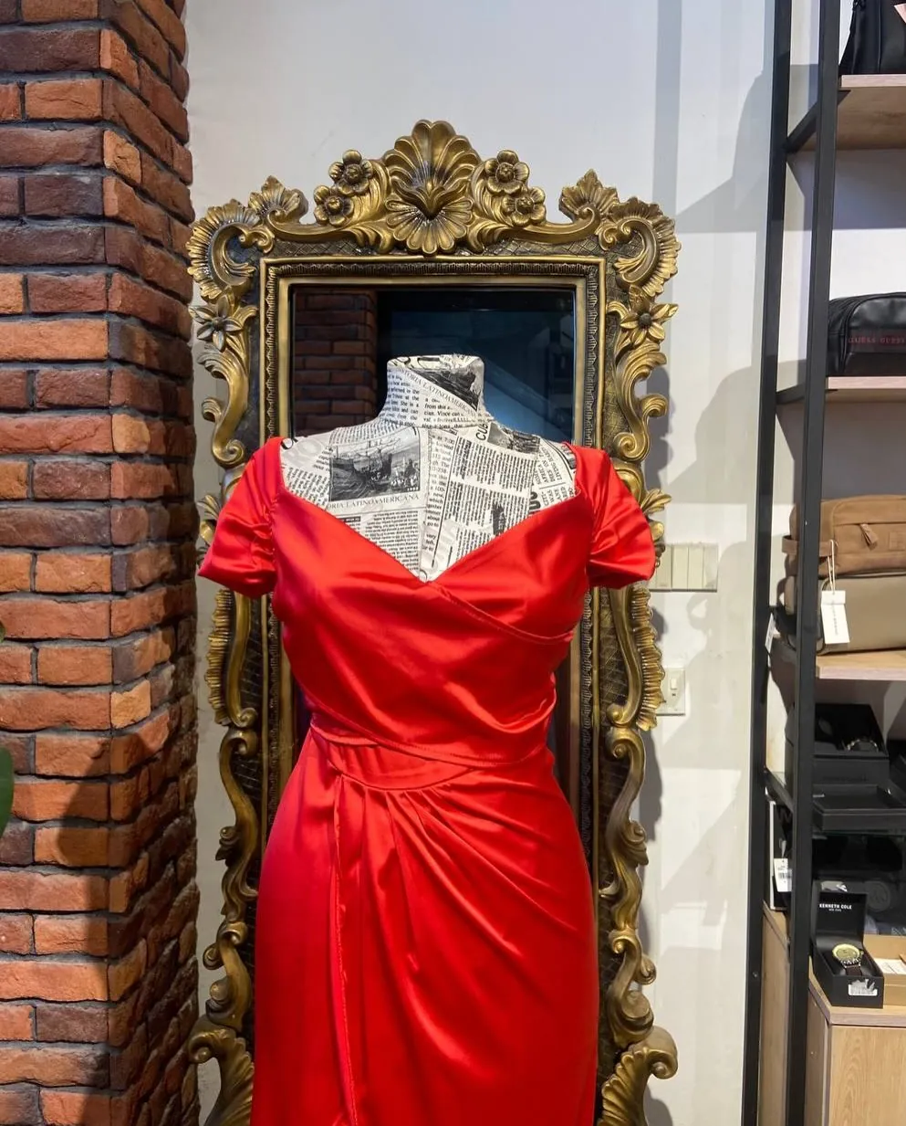 Red Satin Evening Gown