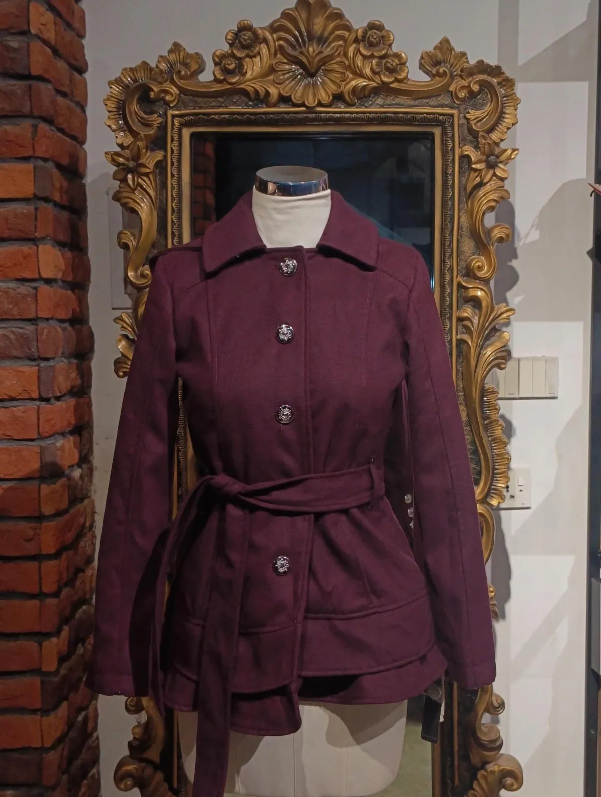 Women's Burgundy belted Jacket